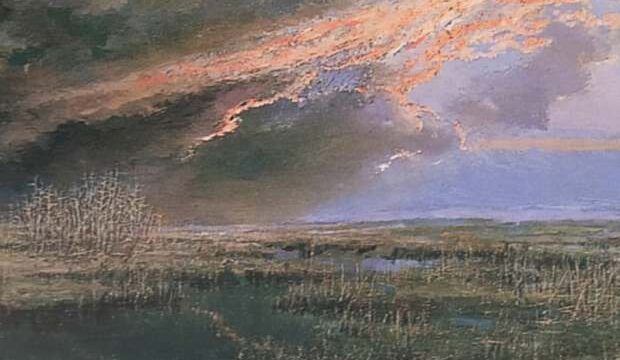 il fiume paesaggio di conifica arte